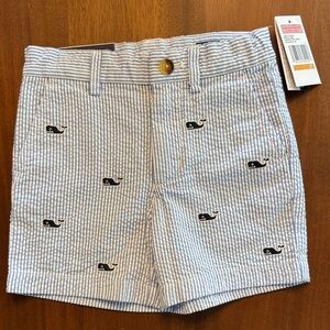 NWT Vineyard Vines 3T Boys Seersucker Breaker Shorts with Whale Design